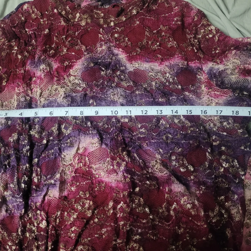 Coldwater Creek Burgundy and Purple Lace-Detail Long Sleeve Top - Picture 6 of 7